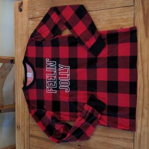Men's North Pole Trading Co. Red/Black Plaid Long-sleeved Pajama Top, M